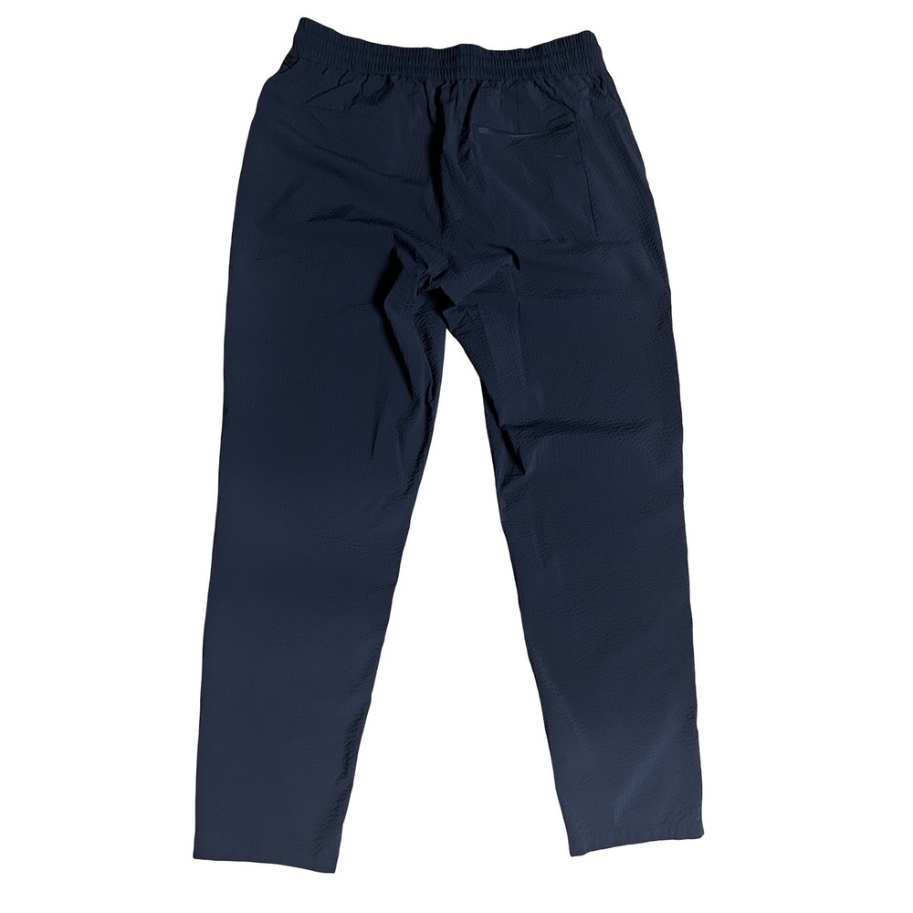 Lululemon Lab Mens Navy Blue Textured Seersucker Elastic Waist Pants Size L - Picture 2 of 9